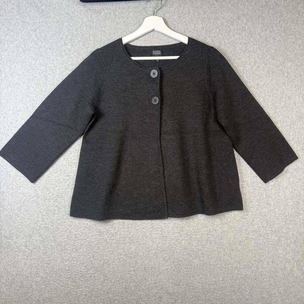 Eileen Fisher Women's Size Medium Petite Italian Yarn Merino Wool Peacoat Jacket